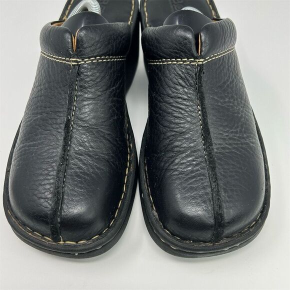 Born Women's Slip On Black Leather Mules Clogs Heels Size 7 Comfort Casual - Picture 6 of 14
